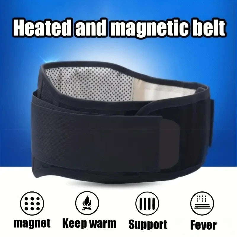 Heated and magnetic posture corrector belt for back support and pain relief, black design
