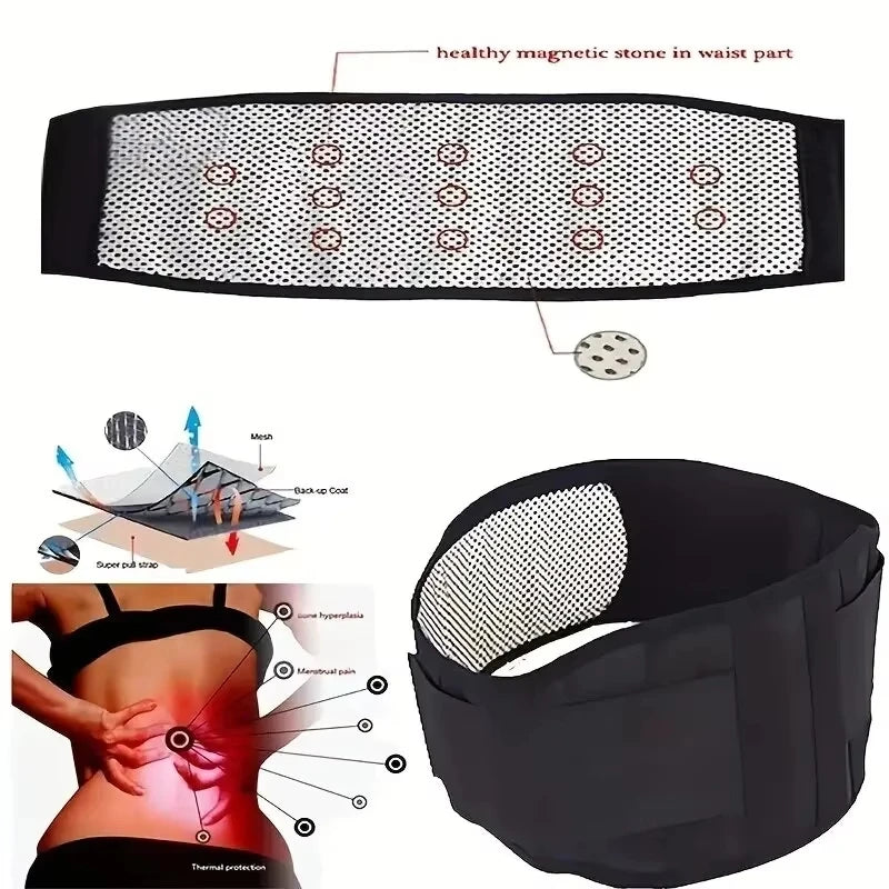 Magnetic posture corrector lumbar belt with breathable mesh for back pain relief and spinal support