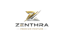 Metallic gold and silver Z logo with text 'Premium Posture' on sleek gray background.